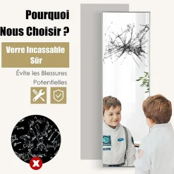 Outlet Giantex Miroir Mural Haute Définition avec Membrane Antidéflagrante Miroir Pleine Longueur Suspendu