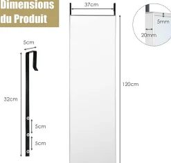 Outlet Giantex Miroir Mural Haute Définition avec Membrane Antidéflagrante Miroir Pleine Longueur Suspendu