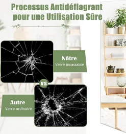 Giantex Miroir Mural Pleine Longueur 110x38cm Miroir rectangulaire sans Cadre avec Accessoires de Montage Mural Miroir Long* Miroir|Miroir