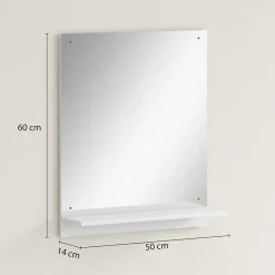 Best Homcom Miroir mural salle de bain - étagère - 50 x 60 cm - blanc