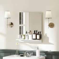 Best Homcom Miroir mural salle de bain - étagère - 50 x 60 cm - blanc