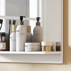 Best Homcom Miroir mural salle de bain - étagère - 50 x 60 cm - blanc
