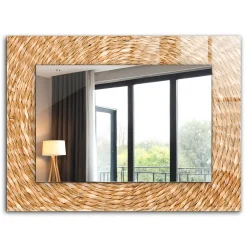 Tulup Miroir Mural 80x60 cm Acacia Grand Miroir Pour Chambre* Miroir|Miroir
