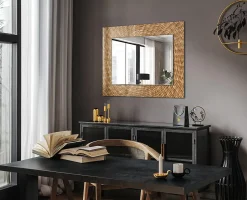 Tulup Miroir Mural 80x60 cm Acacia Grand Miroir Pour Chambre* Miroir|Miroir