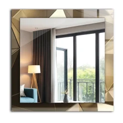 Clearance Tulup Miroir Mural 60x60 cm Formes Géométriques Pour Chambre