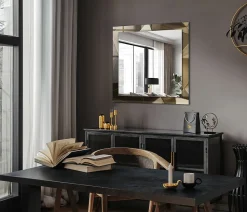 Clearance Tulup Miroir Mural 60x60 cm Formes Géométriques Pour Chambre