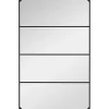 Outlet Homcom Miroir mural verrière rectangulaire style industriel - horizontal ou vertical - 4 crochets - métal noir
