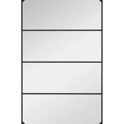 Outlet Homcom Miroir mural verrière rectangulaire style industriel - horizontal ou vertical - 4 crochets - métal noir