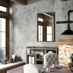 Outlet Homcom Miroir mural verrière rectangulaire style industriel - horizontal ou vertical - 4 crochets - métal noir