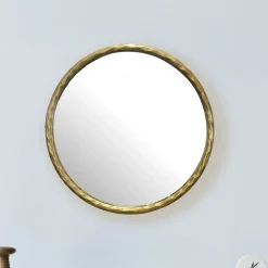 Discount Finebuy Miroir Murale Métal 60 cm Miroir Mur Couloir Grand Doré Rond Cadre