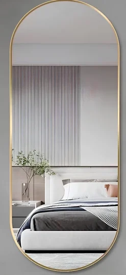 Ornami Miroir ovale avec cadre en métal doré H.80 x l.40 cm, Elvie* Miroir|Miroir