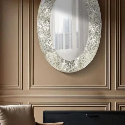 Online Mauro Ferretti Miroir ovale en métal Argelux 87.5x6.5x128 cm