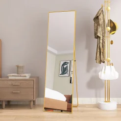 Fortuna lai Miroir Pleine Longueur, 140 X 40 Cm, Haute Définition, Avec Support, Convient Pour Le Salon, Dorée* Miroir|Miroir
