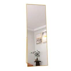 Fortuna lai Miroir Pleine Longueur 150x40 Cm,miroir Sur Pied à Cadre Unique,grand Miroir Mural Avec Crochet,doré* Miroir|Miroir