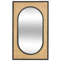 Clearance Atmosphera Créateur D'Intérieur Miroir Raquel noir cannage H107cm - Atmosphera