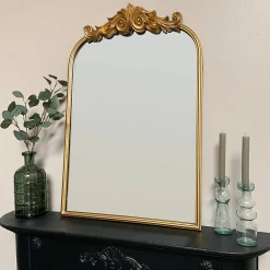 Clearance EDME Lacroix Miroir rectangulaire style vintage effet brillant doré L.60 x H.90 x ep.10 cm