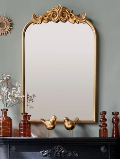 Clearance EDME Lacroix Miroir rectangulaire style vintage effet brillant doré L.60 x H.90 x ep.10 cm