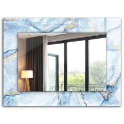 Tulup Miroir Rectangulaire 80x60 cm Motif Abstrait En Marbre Miroir Élégant Pour Dressing Pose Horizontale Ou Verticale* Miroir|Miroir