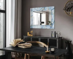 Tulup Miroir Rectangulaire 80x60 cm Motif Abstrait En Marbre Miroir Élégant Pour Dressing Pose Horizontale Ou Verticale* Miroir|Miroir