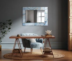 Tulup Miroir Rectangulaire 80x60 cm Motif Abstrait En Marbre Miroir Élégant Pour Dressing Pose Horizontale Ou Verticale* Miroir|Miroir