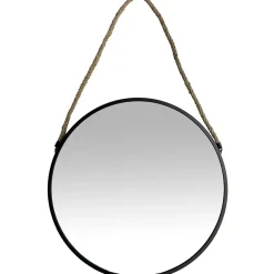 Dada Art Miroir rond à suspendre en métal noir avec corde Ø30cm* Miroir|Miroir
