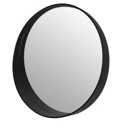 Ariane Miroir rond aspect bois noir Ø80cm* Miroir|Miroir