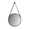 Best HSM Collection Miroir rond avec attache en cuir synthétique noir 49 x 3 x 68
