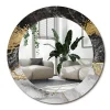 Hot Wallfluent Miroir Rond Cadre Imprimé Design fi90 cm Loft En Marbre Tendance Boho Minimaliste Sans Joint