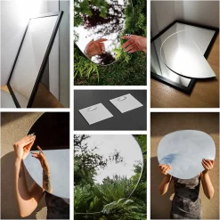 Hot Wallfluent Miroir Rond Cadre Imprimé Design fi90 cm Loft En Marbre Tendance Boho Minimaliste Sans Joint