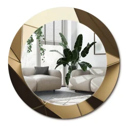 Wallfluent Miroir Rond Cadre Verre Imprimé fi60 cm Abstraction Moderne Standard Modèle Tendance Design Glamour* Miroir|Miroir