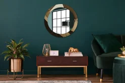 Wallfluent Miroir Rond Cadre Verre Imprimé fi70 cm Abstraction Moderne Fonctionnel Modèle Tendance Design Glamour* Miroir|Miroir