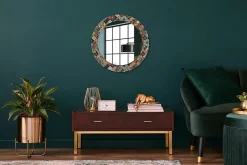 Outlet Wallfluent Miroir Rond Cadre Verre Imprimé fi60 cm Carreaux De Patchwork Standard Modèle Tendance Design Glamour