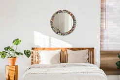 Outlet Wallfluent Miroir Rond Cadre Verre Imprimé fi60 cm Carreaux De Patchwork Standard Modèle Tendance Design Glamour