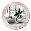 Wallfluent Miroir Rond Cadre Verre Trempé Motif fi100 cm Pierre Rose Effet AXXLissant Style Moderne* Miroir|Miroir