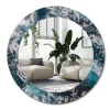 New Wallfluent Miroir Rond Cadre Verre Trempé Motif fi60 cm Mer Agitée Effet Agrandissant Style Moderne