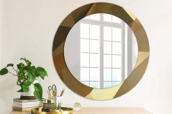 Best Wallfluent Miroir Rond Cadre Verre Trempé Motif fi60 cm Motif Géométrique Effet Agrandissant Style Moderne