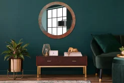 Wallfluent Miroir Rond Décoratif Cadre Imprimé fi80 cm Métal Rouillé Tendance Intemporelle Chambre Salon* Miroir|Miroir