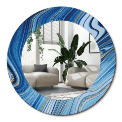 Online Wallfluent Miroir Rond Décoratif Cadre Imprimé fi50 cm Rivière De Marbre Tendance Intemporelle Chambre Salon