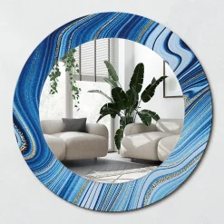 Online Wallfluent Miroir Rond Décoratif Cadre Imprimé fi50 cm Rivière De Marbre Tendance Intemporelle Chambre Salon