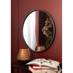 Sale J-Line Miroir rond en métal noir D.50 cm