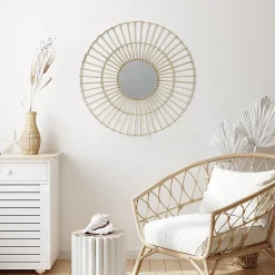 The Home Deco Factory Miroir Rond en rotin - Diam 75 cm* Miroir|Miroir