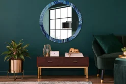 Wallfluent Miroir Rond Grand Cadre Imprimé fi90 cm Rivière De Marbre Tendance Intemporelle Chambre Salon* Miroir|Miroir