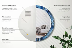 Wallfluent Miroir Rond Grand Cadre Imprimé fi90 cm Rivière De Marbre Tendance Intemporelle Chambre Salon* Miroir|Miroir