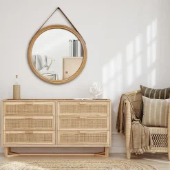 Dada Art Miroir rond rotin lanière bambou Ø52 cm* Miroir|Miroir