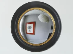 Clearance Vente-unique Miroir sorcière en bois de paulownia - D. 66 cm - Noir et doré effet laiton - FRANKLIN