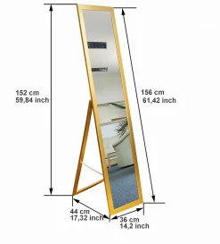 Bd Art Miroir sur pied pour dressing style scandinave 155x35,8 cm couleur doré 1 pièce* Miroir|Miroir
