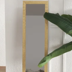 Homcom Miroir sur pied et mural rectangulaire dim. 37L x 40l x 157H cm piètement métal noir aspect chêne clair* Miroir|Miroir