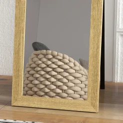 Homcom Miroir sur pied et mural rectangulaire dim. 37L x 40l x 157H cm piètement métal noir aspect chêne clair* Miroir|Miroir