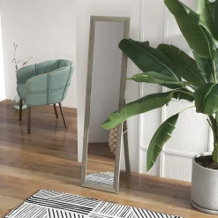 Sale Homcom Miroir sur pied et mural rectangulaire dim. 37L x 40l x 157H cm aspect bois gris