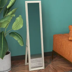 Sale Homcom Miroir sur pied et mural rectangulaire dim. 37L x 40l x 157H cm aspect bois gris